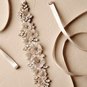 BHLDN Sparkling Gardenia Bridal Sash